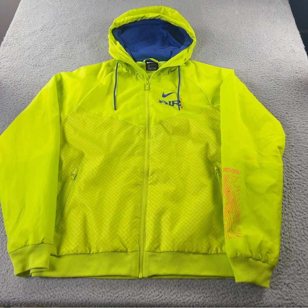 Nike Catching Air Windrunner Jacket Mens Large Neon Green Lightweight Hooded - Picture 2 of 9